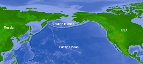 The Aleutian Islands, between the Pacific Ocean and the Bearing Sea © A. Davies, SAMS, (2006)