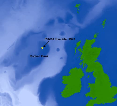Location of Pisces III dive during 1973 © A.J. Davies (2006)